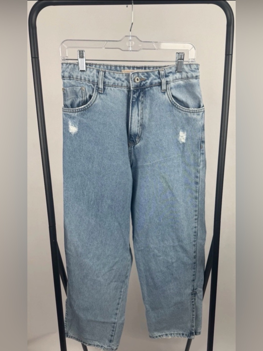Llamenina High Rise Straight Leg Jeans Womens EU 40 US 8 Distressed Denim - Picture 2 of 7